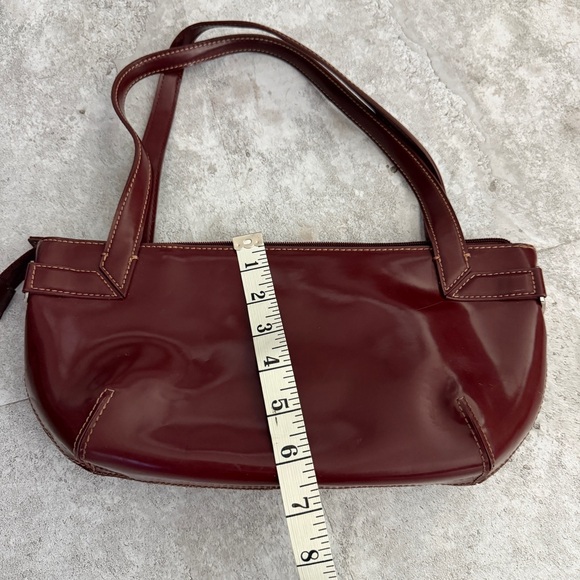 Vintage DKNY Donna Karan City Burgundy Baguette Shoulder Bag Y2K Patent Leather - Picture 9 of 10